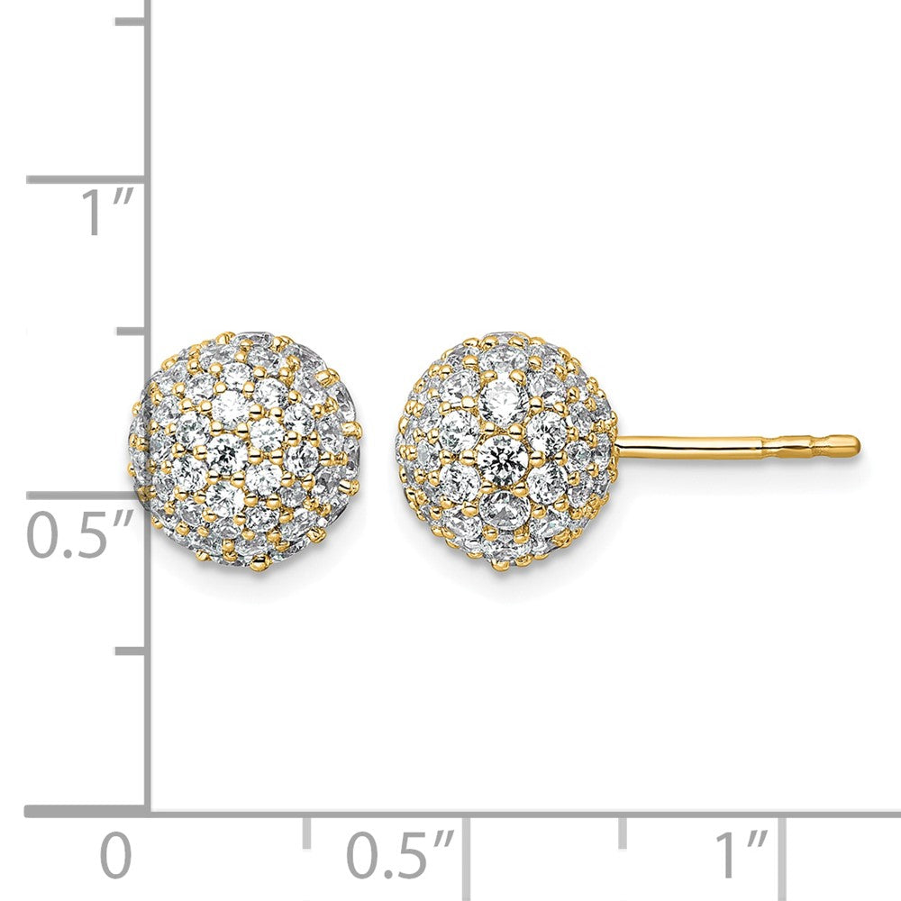 14k 2 3/4ct Lab Grown Dia VS+ F+ Pave Ball Comp. Stud Post Earrings