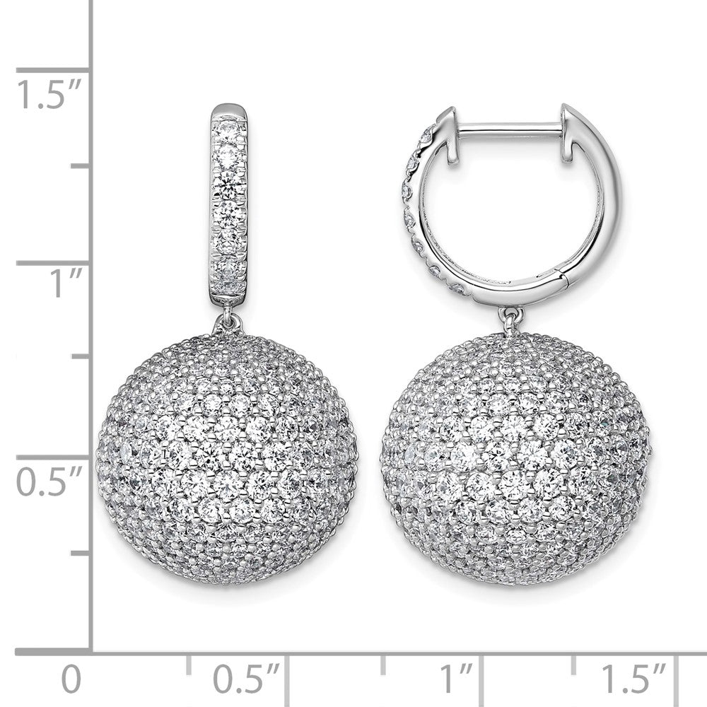 14kw 9 1/2ct Lab Grown Dia VS+ F+ Pave Ball Comp. Dangle Hoop Earrings