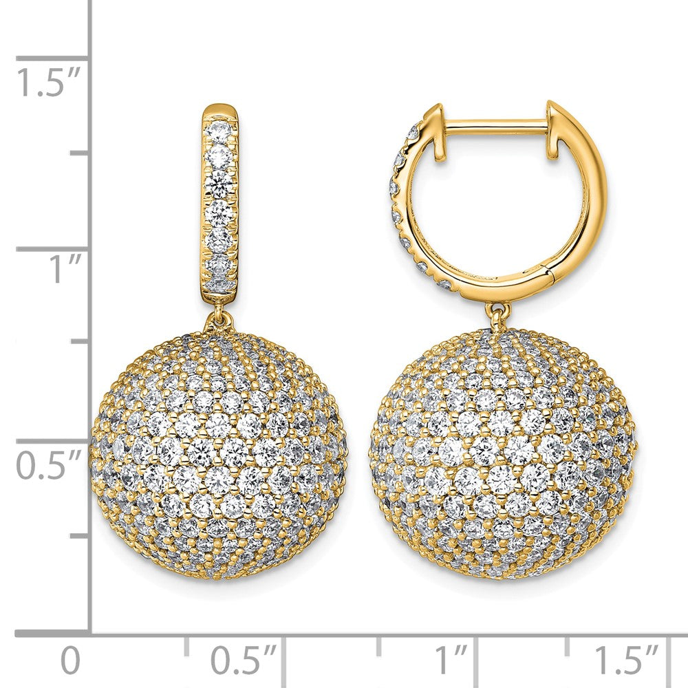 14k 9 1/2ct Lab Grown Dia VS+ F+ Pave Ball Comp. Dangle Hoop Earrings