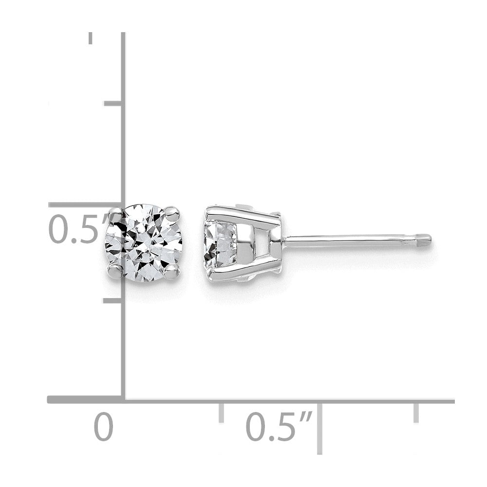14kw 1ct Lab Grown Dia VS+ F+ Round Angled Complete Stud Earrings