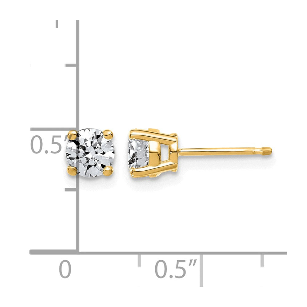 14ky 1ct Lab Grown Dia VS/SI+ G+ Round Angled Complete Stud Earrings