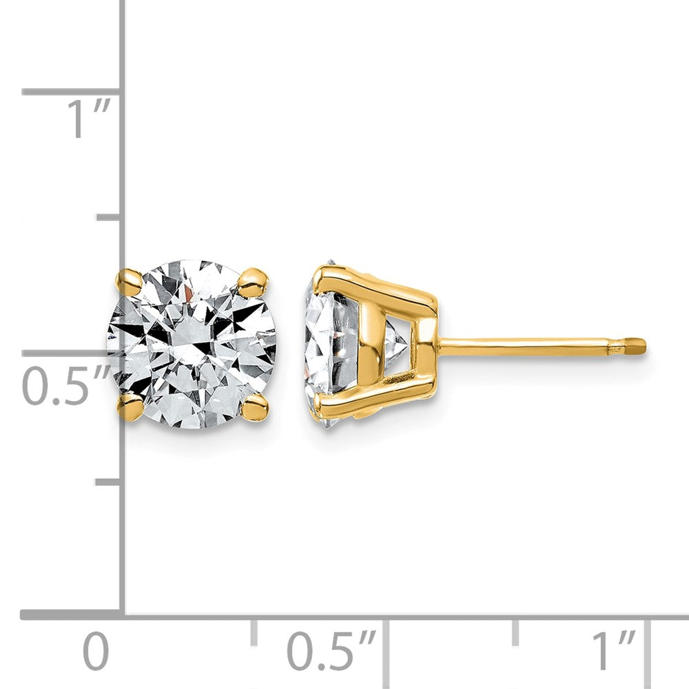 14ky 4ct Lab Grown Dia VS/SI+ G+ Round Angled Complete Stud Earrings