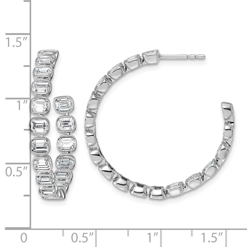 14kw 4 7/8ct LabGrown Dia VS+ F+ Post Emerald Comp Hoop Earrings