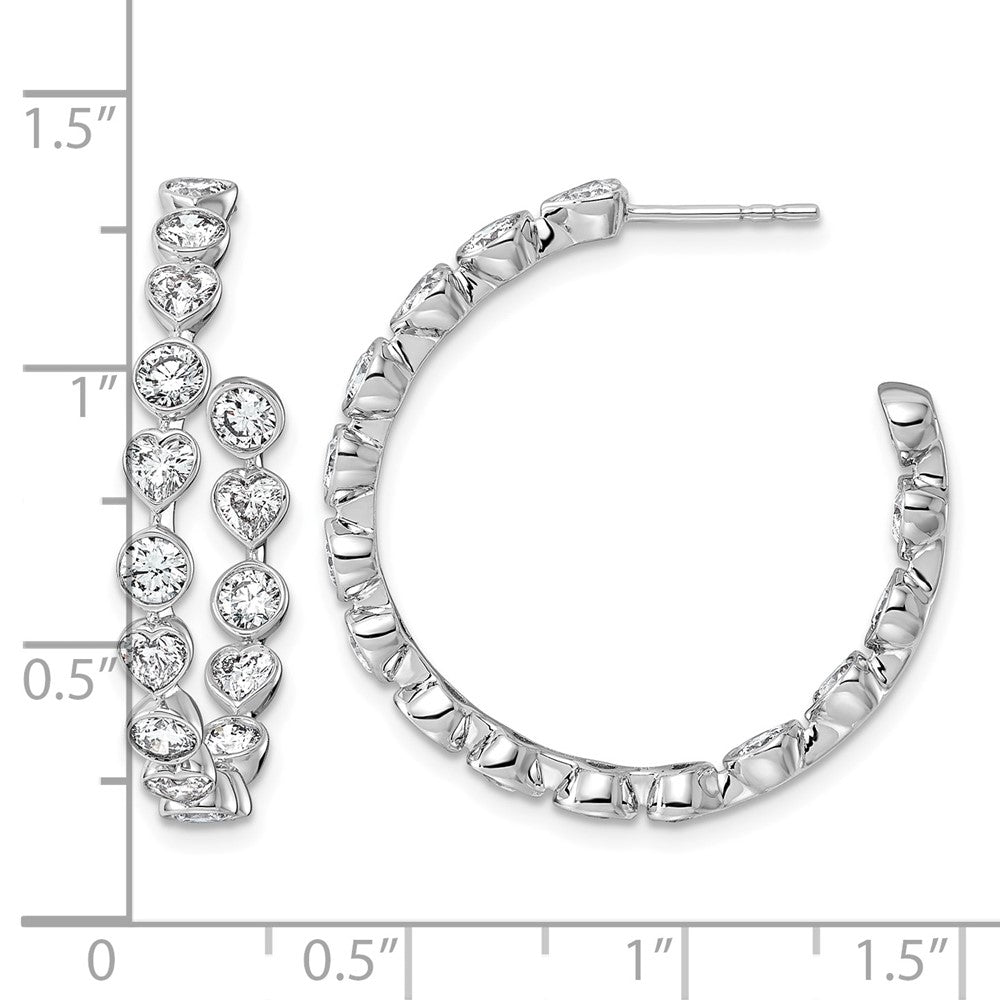 14kw 3 1/3ct Lab Grown Dia VS+ F+ Post Round/Heart Comp Hoop Earrings