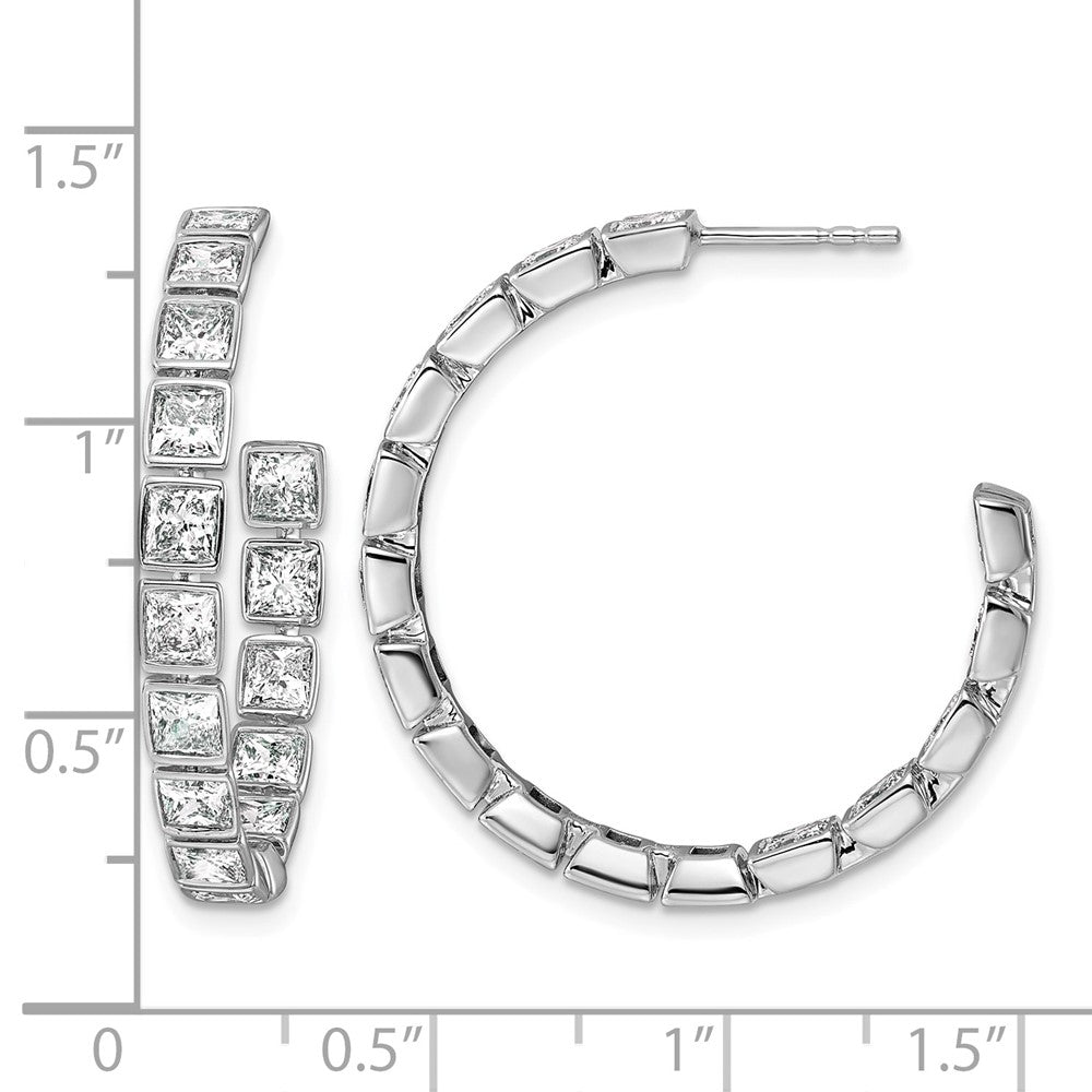14kw 5 1/4ct Lab Grown Dia VS+ F+ Post Princess Comp Hoop Earrings