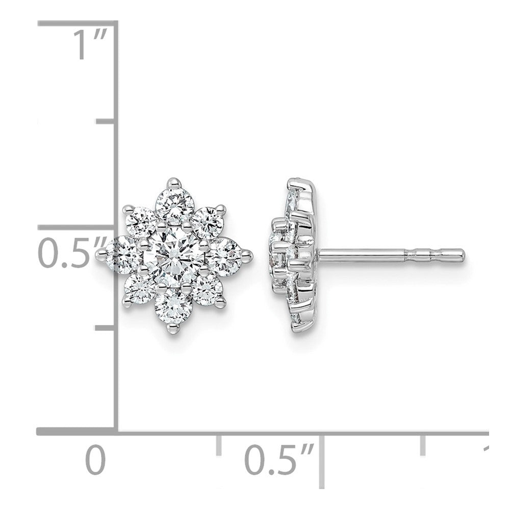 14kw 1ct Lab Grown Dia VS+ F+ Post Floral Complete Earrings
