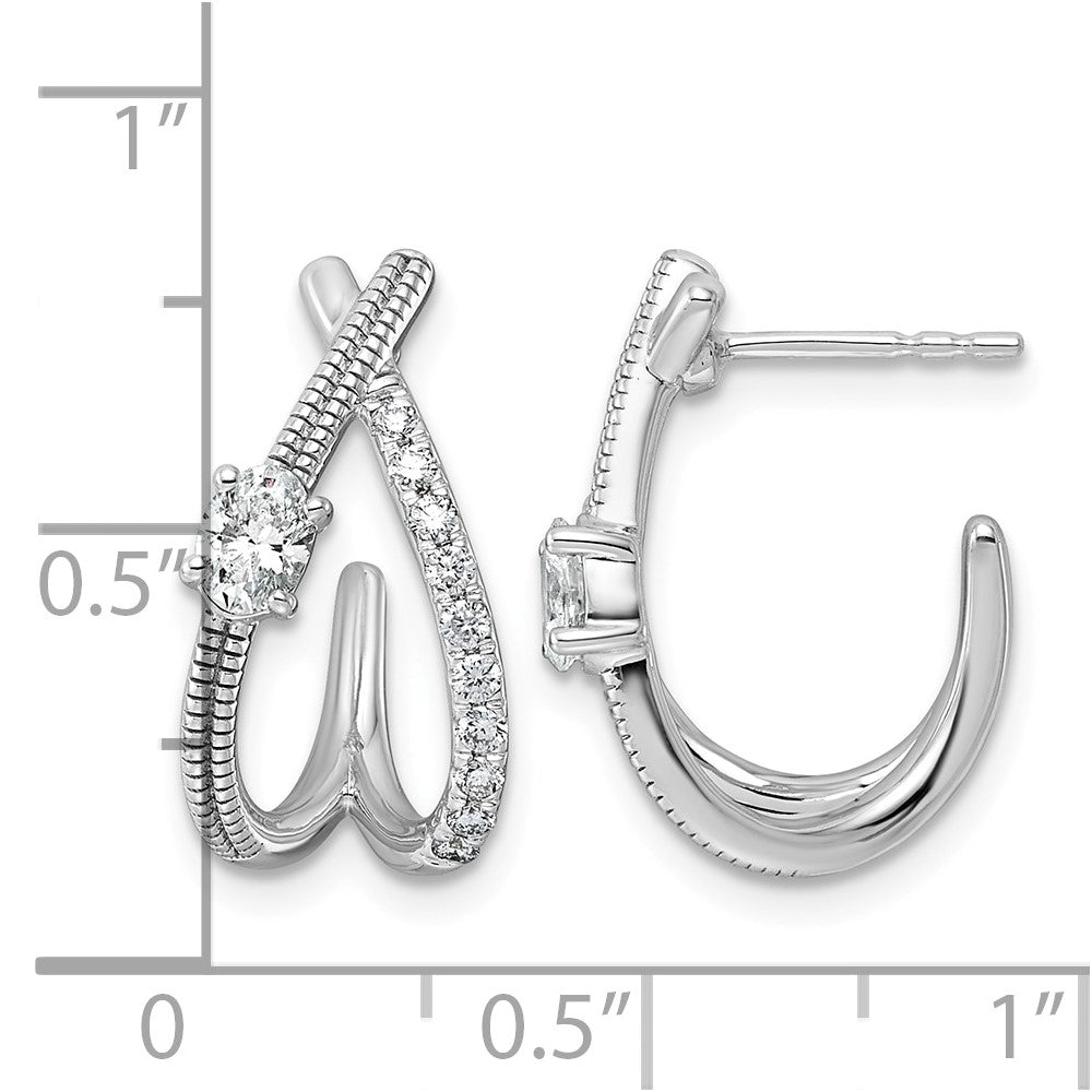 14kw 5/8ct Lab Grown Dia VS+ F+ Post Fashion J-Hoop Comp Earrings