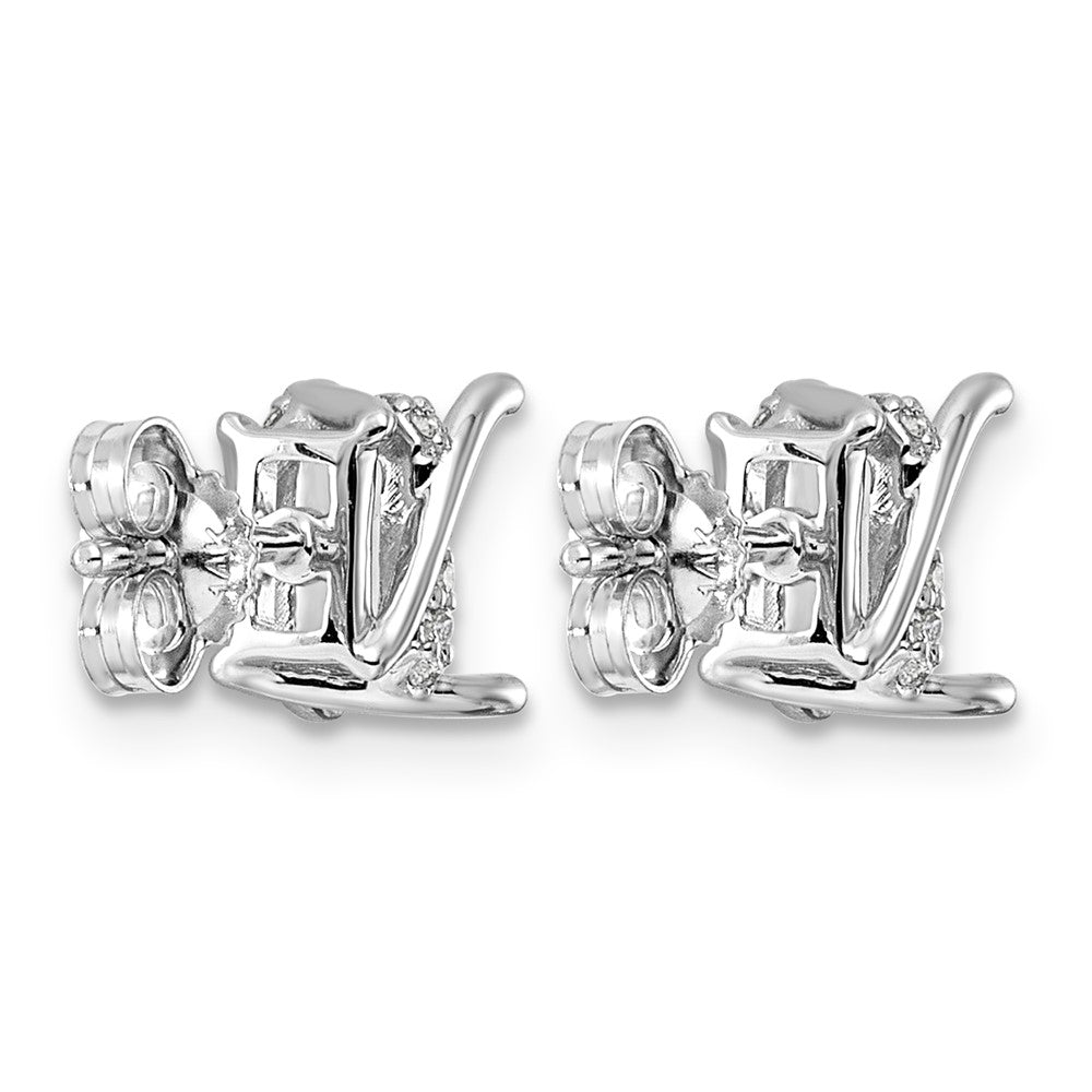 14kw 1/15ct Emerald Center Lab Grown Dia VS+ F+ Semi-mount Twist Earrings