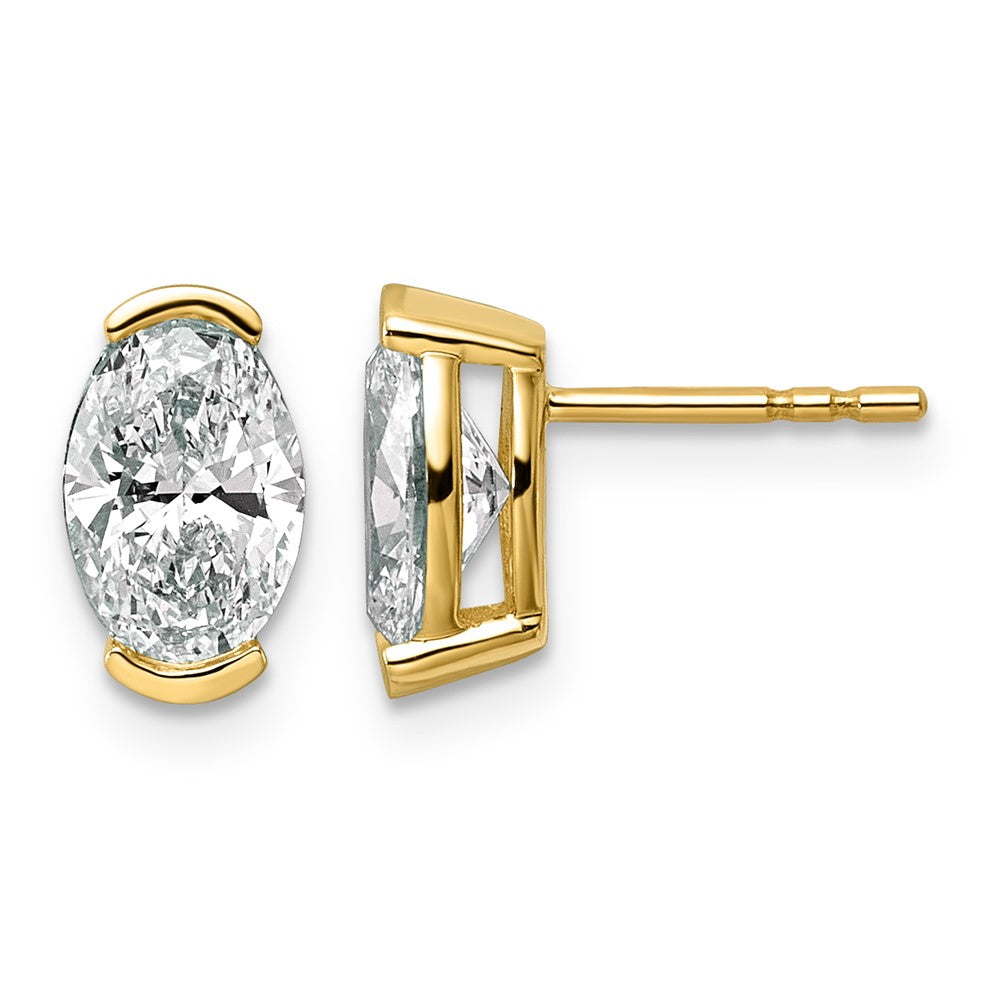 14ky Certified Oval Lab Grown Diamond VS+ F+ Post Earrings