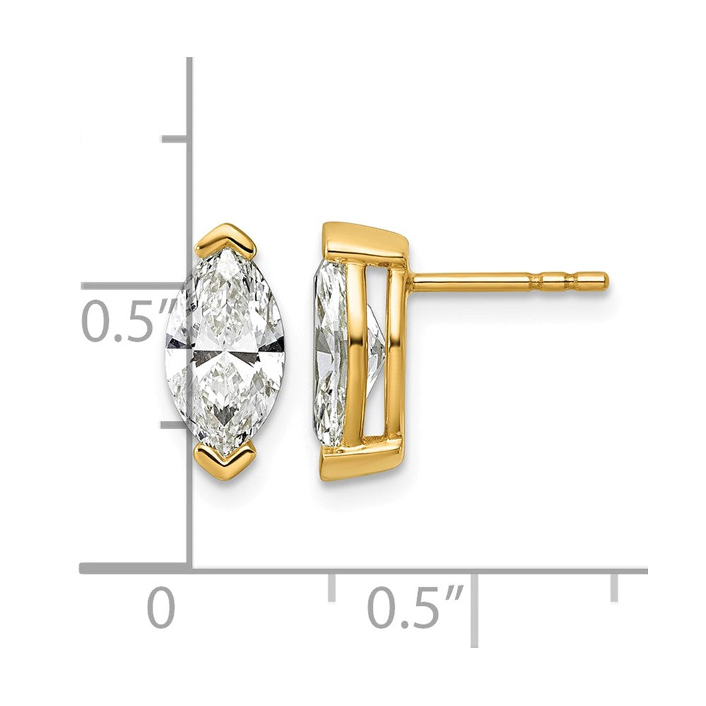 14ky Certified Marquise Lab Grown Diamond VS+ F+ Post Earrings