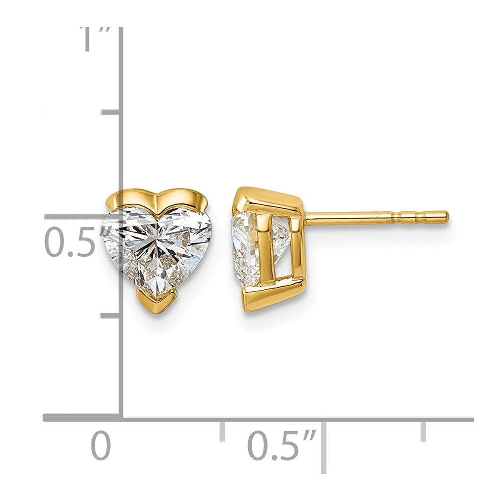 14ky Certified Heart Lab Grown Diamond VS+ F+ Post Earrings