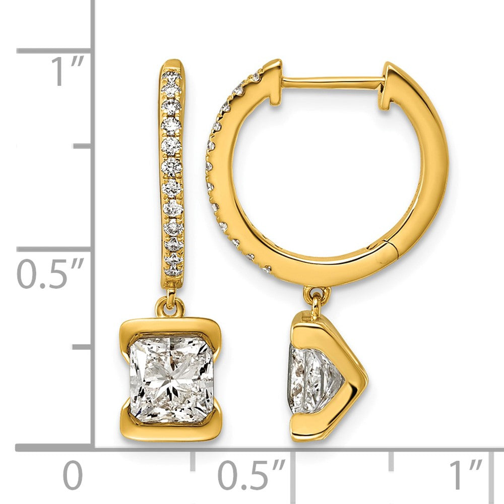 14ky Princess Lab Grown Diamond VS+ F+ Hoop Dangle Earrings