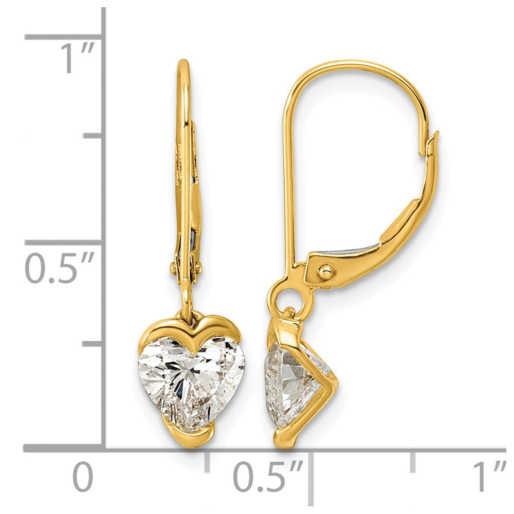 14ky Heart Lab Grown Diamond VS+ F+ Leverback Earrings