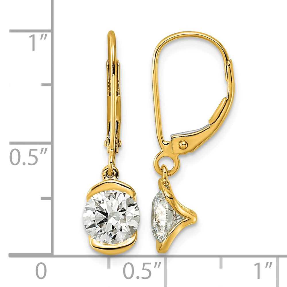 14ky 2ct Round Half Bezel Set Lab Grown Diamond VS+ F+ Leverback Earrings