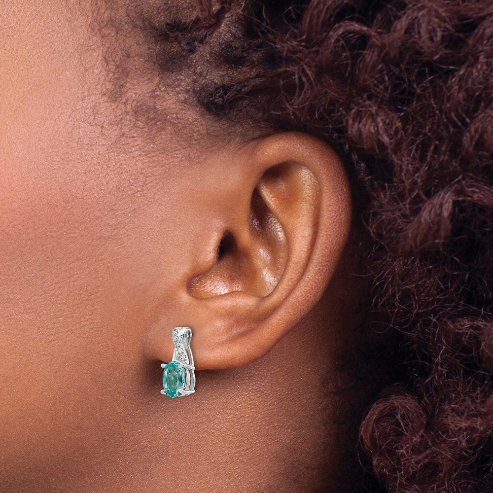 14kw 1/20 ct Lab Grown Dia VS/SI+ G+ & Cr Paraiba Post Earrings