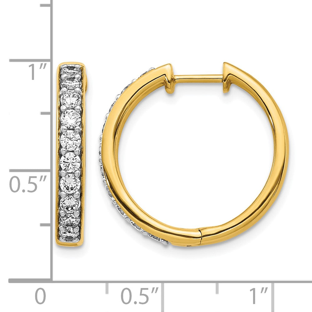 14k 1ct Lab Grown Diamond VS/SI+ G+ Comp Hinged Hoop Earrings