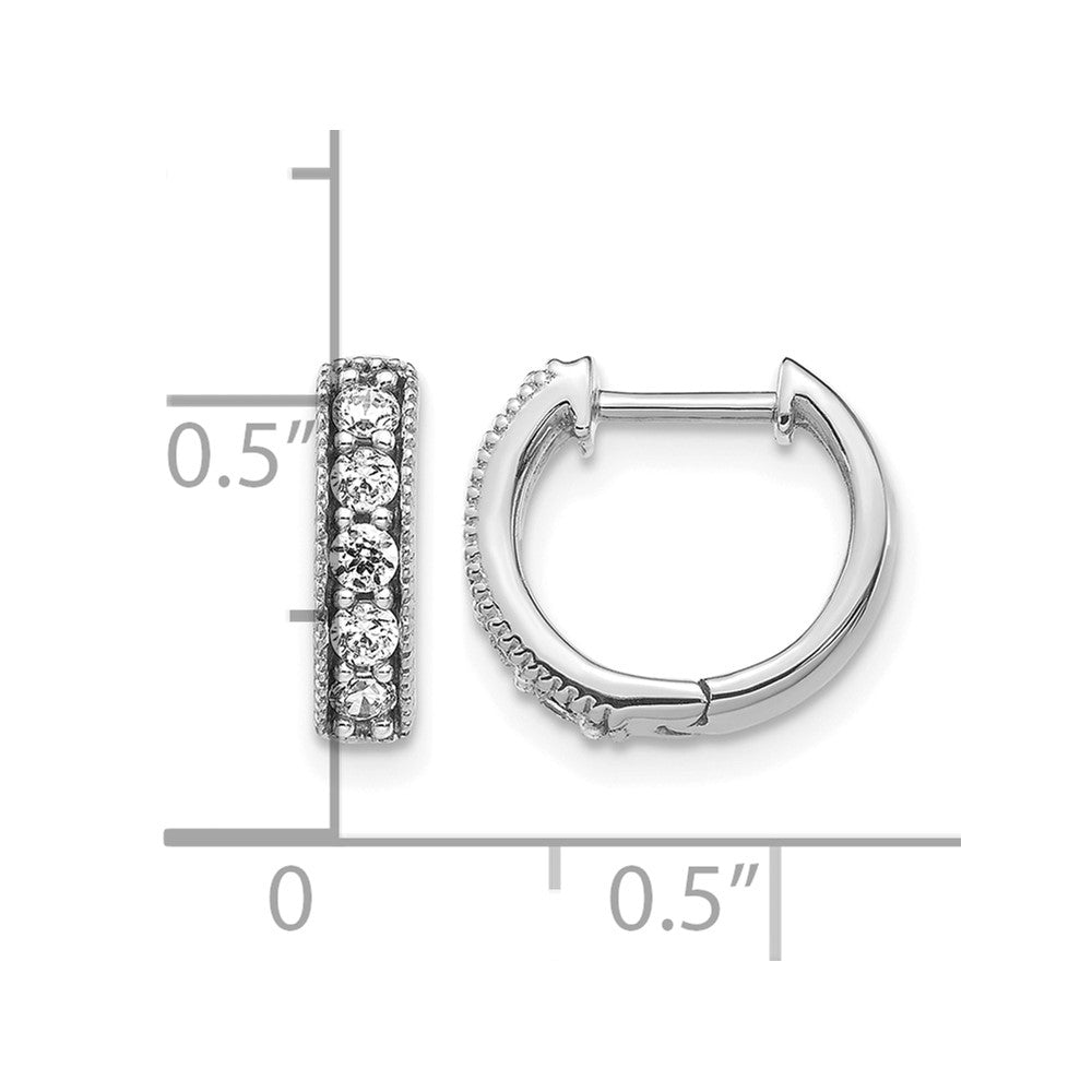 14k White Gold 1/3ct Lab Grown Dia VS/SI+ G+ Comp Hinged Hoop Earrings