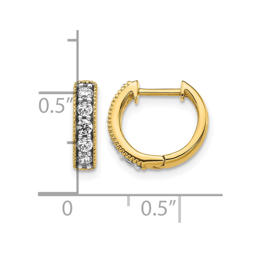 14k 1/3ct Lab Grown Dia VS/SI+ G+ Comp Miligrain Hinged Hoop Earrings