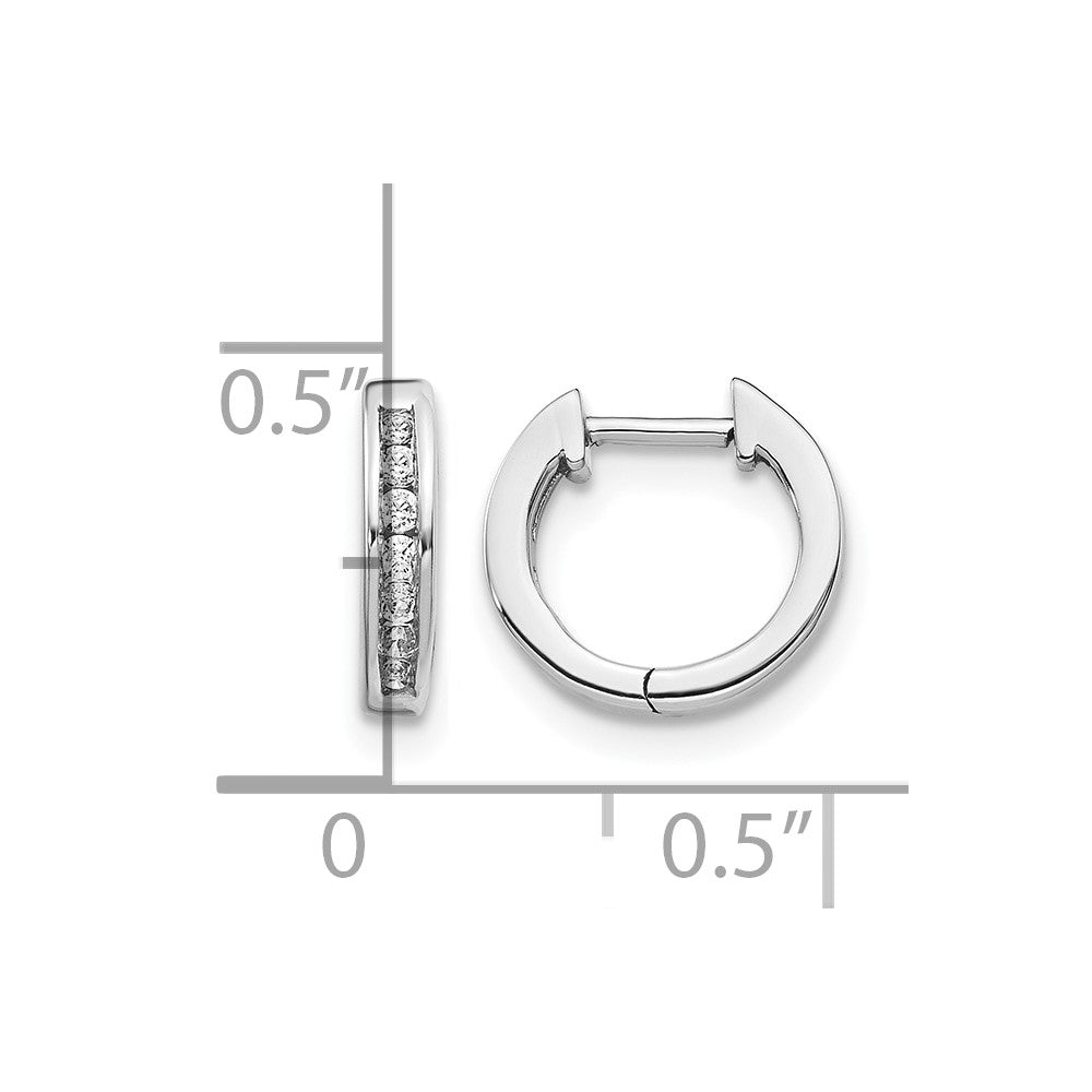 14k White Gold 1/8ct Lab Grown Dia VS/SI+ G+ Comp Hinged Hoop Earrings