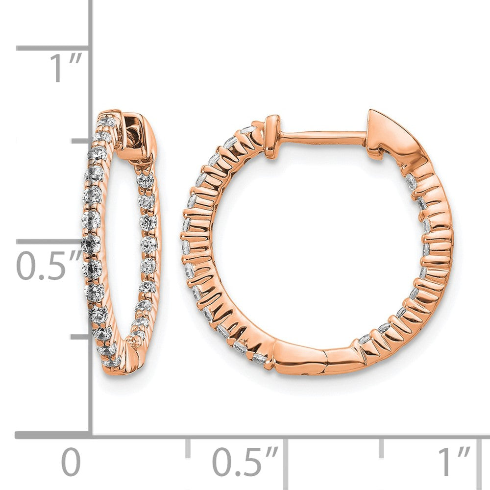 14k Rose Gold 1/2ct Lab Grown Dia VS/SI+ G+ Comp In/Out Hoop Earrings