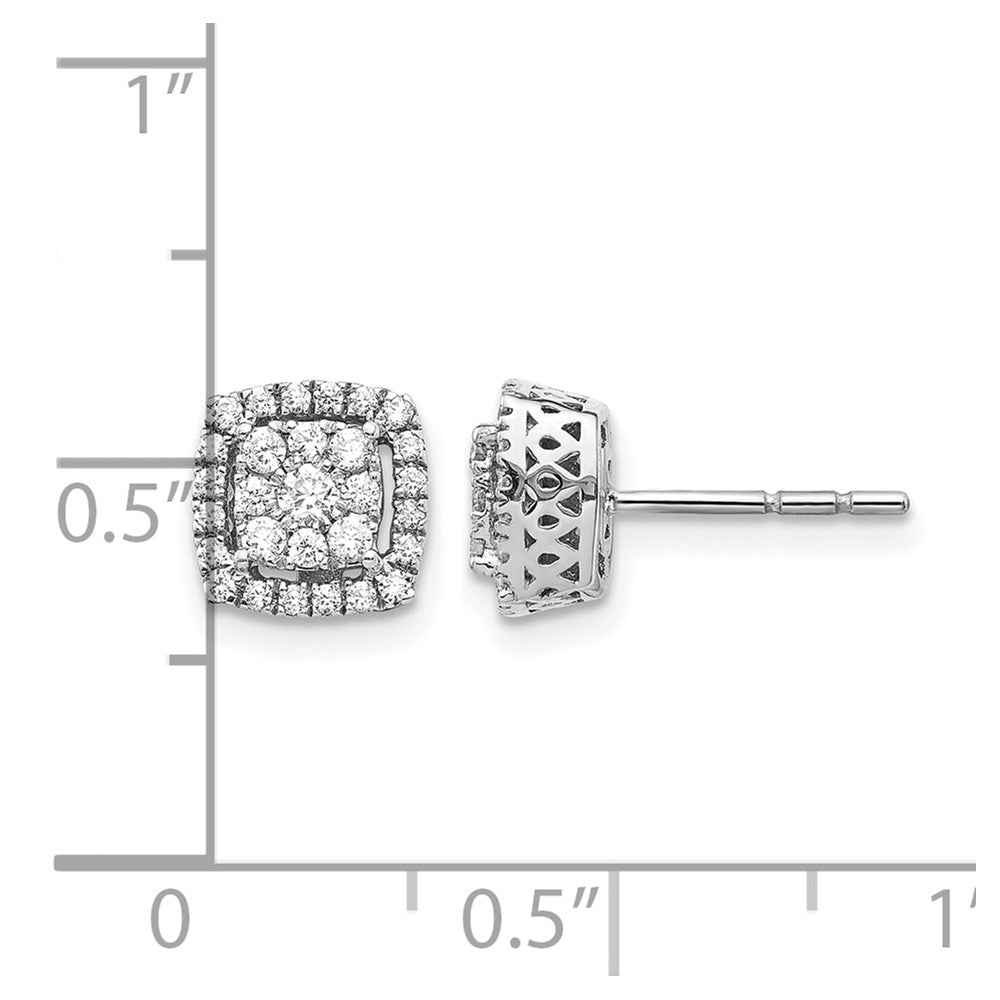 14k White Gold 1/2 ct Lab Grown Dia VS/SI+ G+ Double Halo Post Earrings