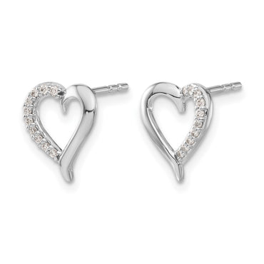 14k White Gold 1/10 ct Lab Grown Diamond VS/SI+ G+ Heart Post Earrings