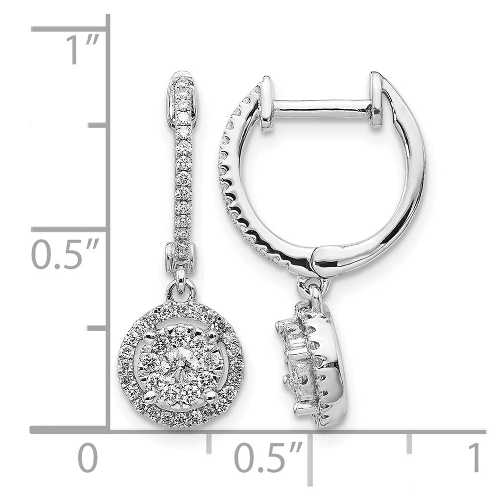 14kw 1/2ct Lab Grown Dia VS/SI+ G+ Comp Halo Hinged Hoop Earrings