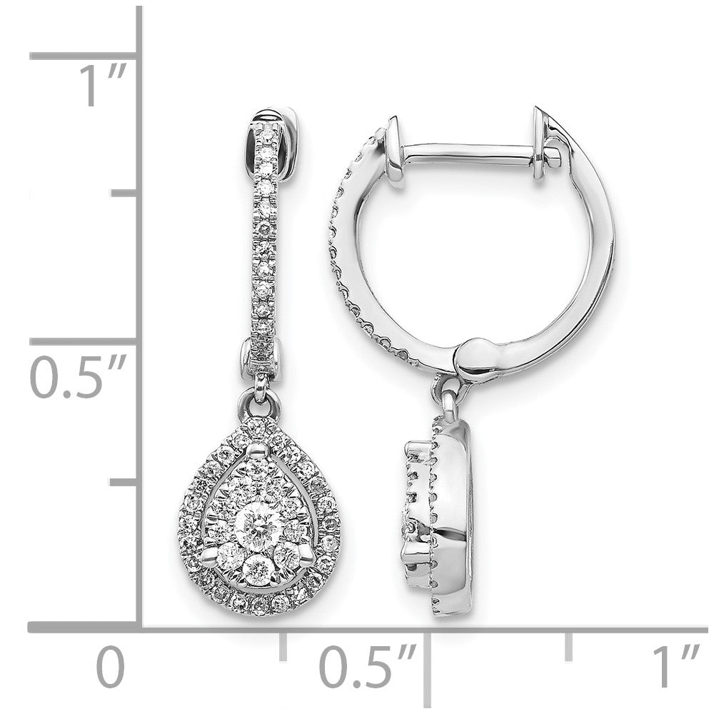 14kw 1/2ct Lab Grown Dia VS/SI+ G+ Comp Halo Hinged Hoop Earrings