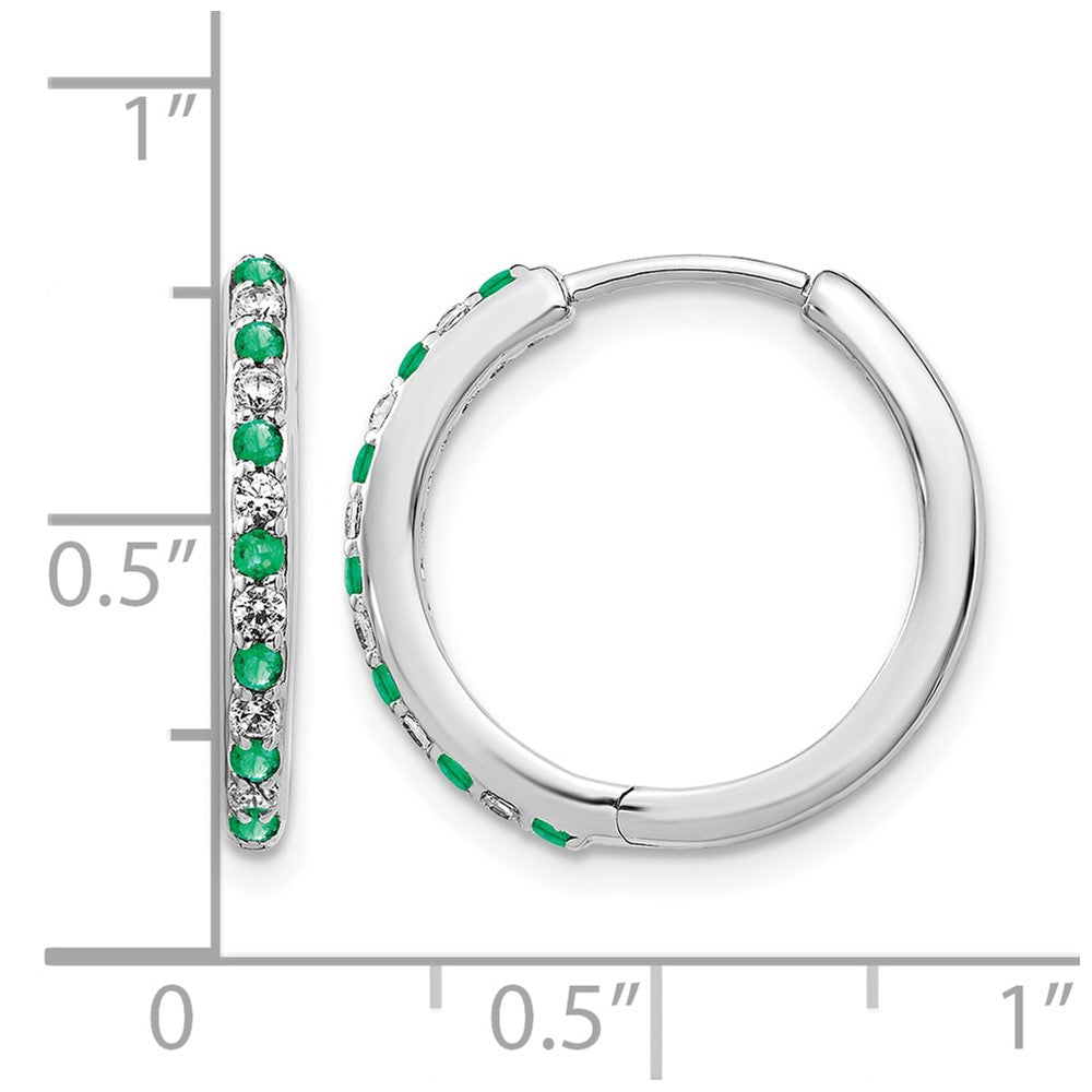 14k White Gold 1/5 ct Lab Grown Dia VS/SI+ G+ & Cr Em Hinged Hoop Earrings