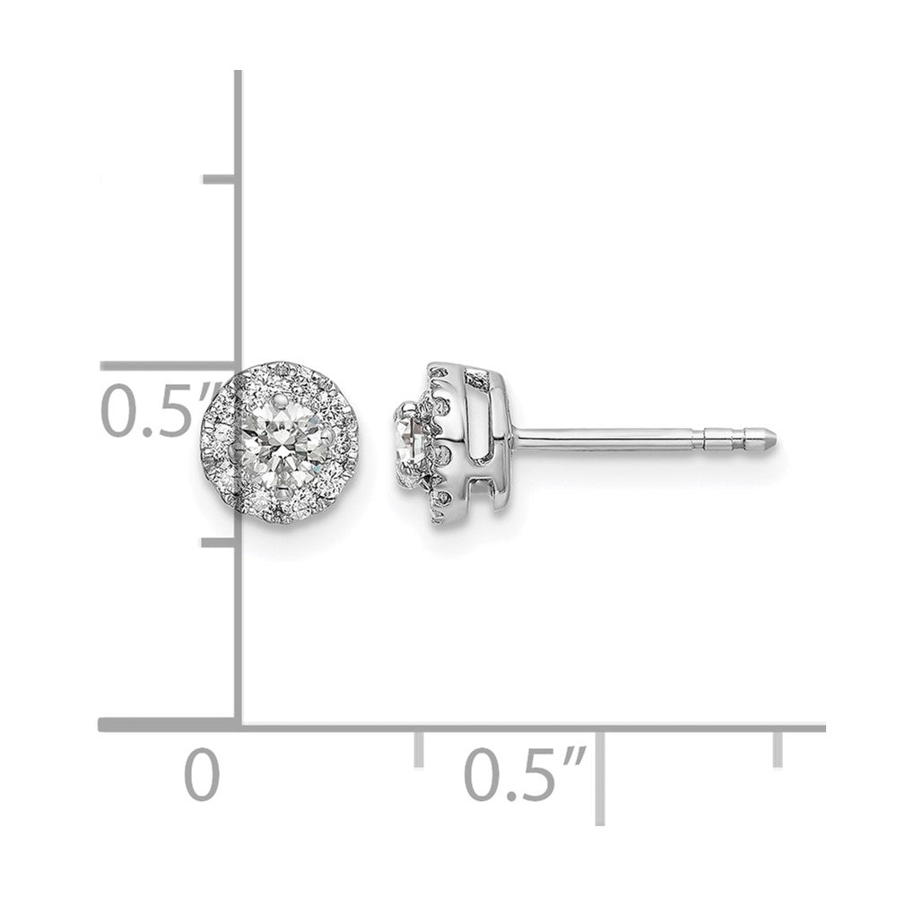 14k White Gold 1/2 ct Lab Grown Diamond VS/SI+ G+ Round Halo Post Earrings