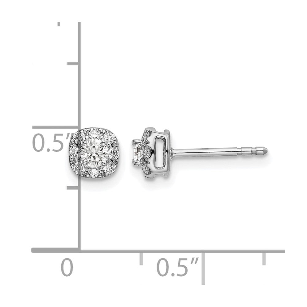 14k White Gold 1/3 ct Lab Grown Diamond VS/SI+ G+ Cushion Halo Post Earring