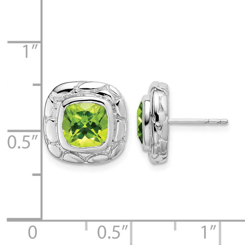 Sterling Silver Rhodium Plated Peridot Earrings
