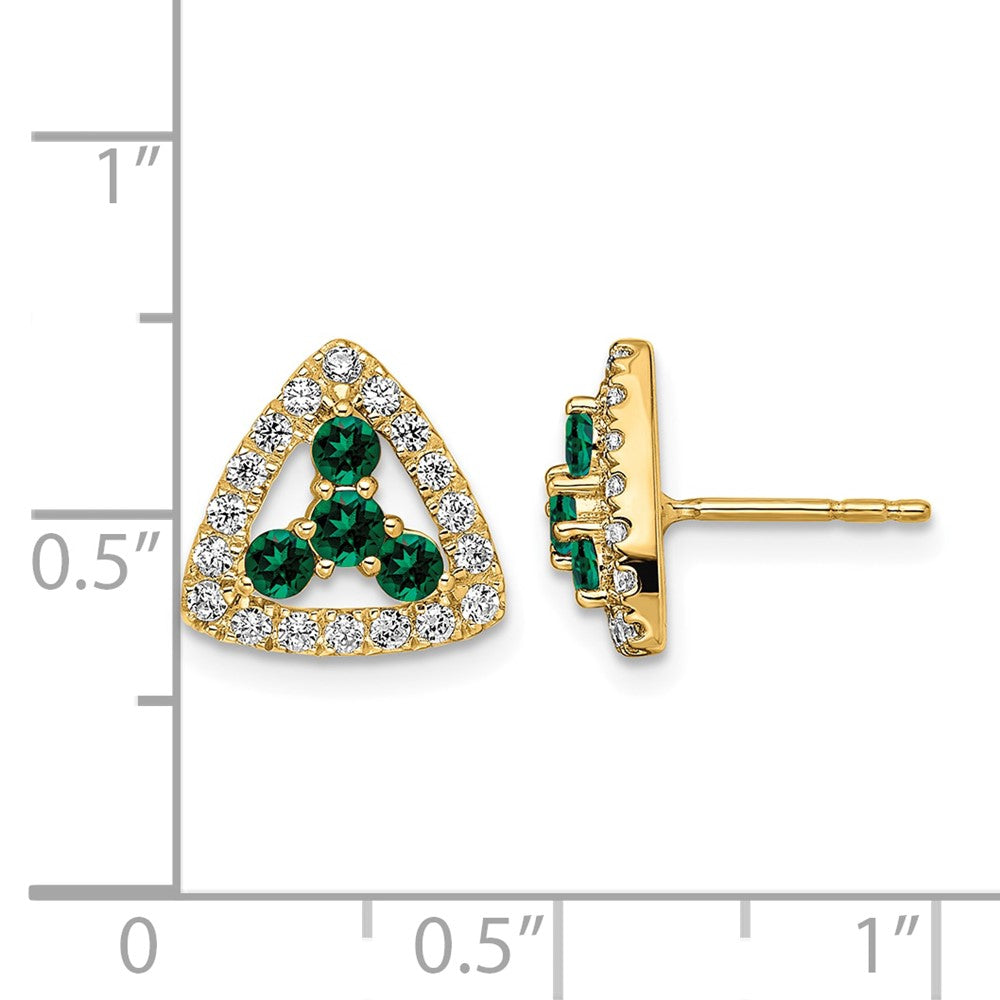 14k 3/8 ct Lab Grown Diamond VS/SI+ G+& Cr Emerald Triangle Post Earrings