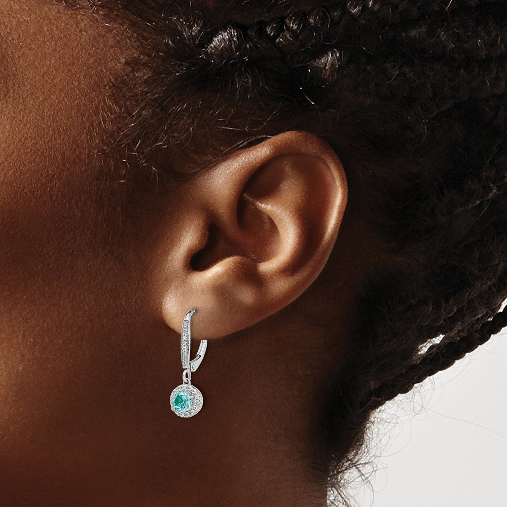 14kw 1/4 ct Lab Grown Dia VS/SI+ G+ & Cr Paraiba Leverback Dangle Earrings