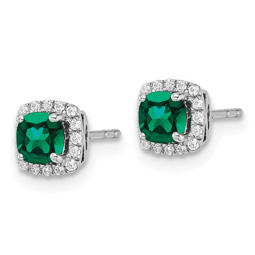 10k White Gold 1/10 ct Lab Grown Dia VS/SI+ G+ & Cr Em Halo Post Earrings