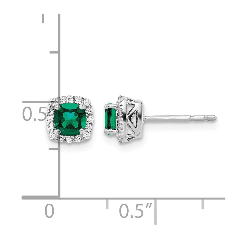 14k White Gold 1/10 ct Lab Grown Dia VS/SI+ G+ & Cr Em Halo Post Earrings
