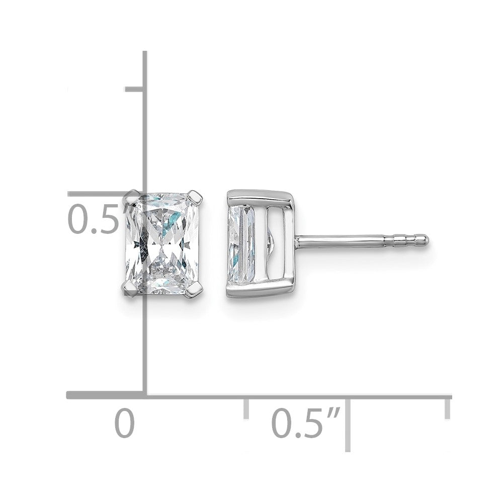 14kw 1 1/2ct Lab Grown Diamond VS+ F+ Radiant Comp 4 Prong Stud Earrings