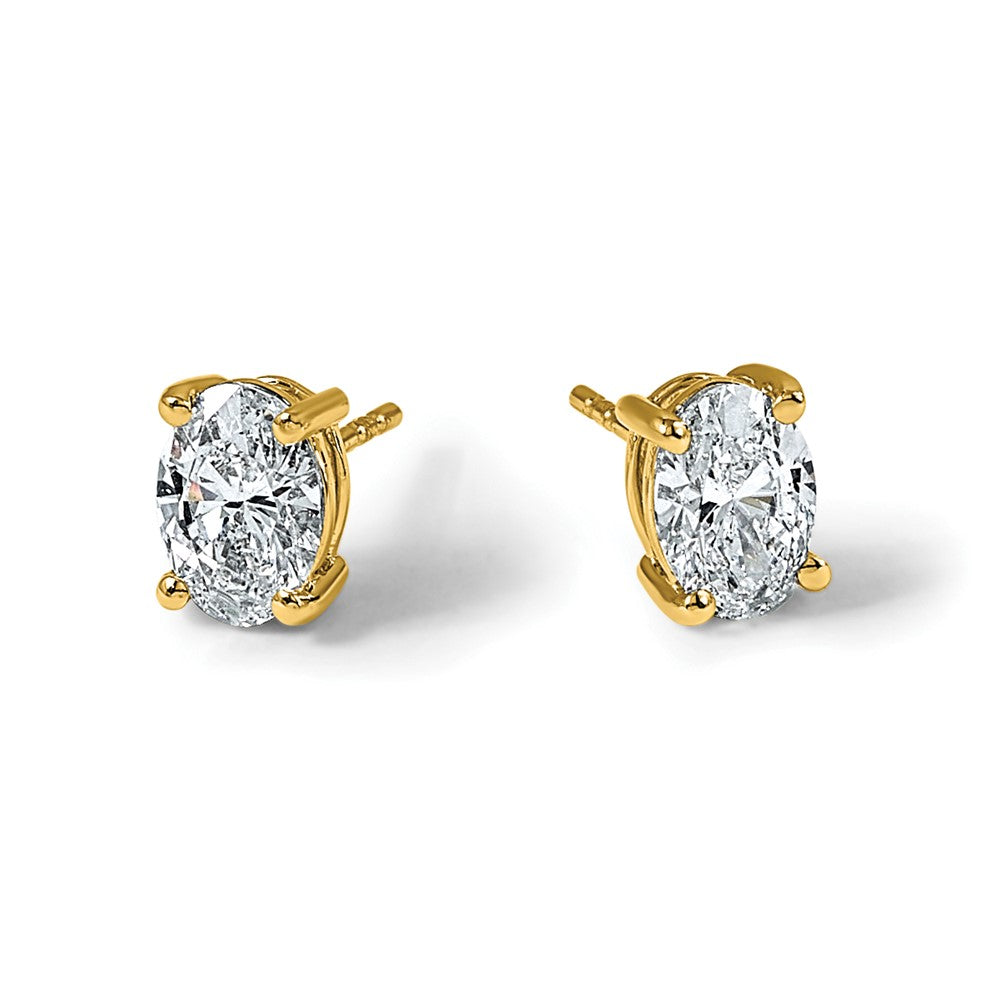 14ky 2ct Cert Lab Grown Diamond VS+ F+ Comp Oval 4 Prong Stud Earrings