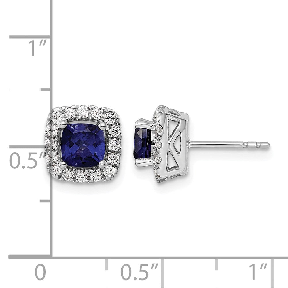 14kw 3/8ct Lab Grown Dia VS/SI+ G+ Sept Birthstone Cr Sapphire Post Earring