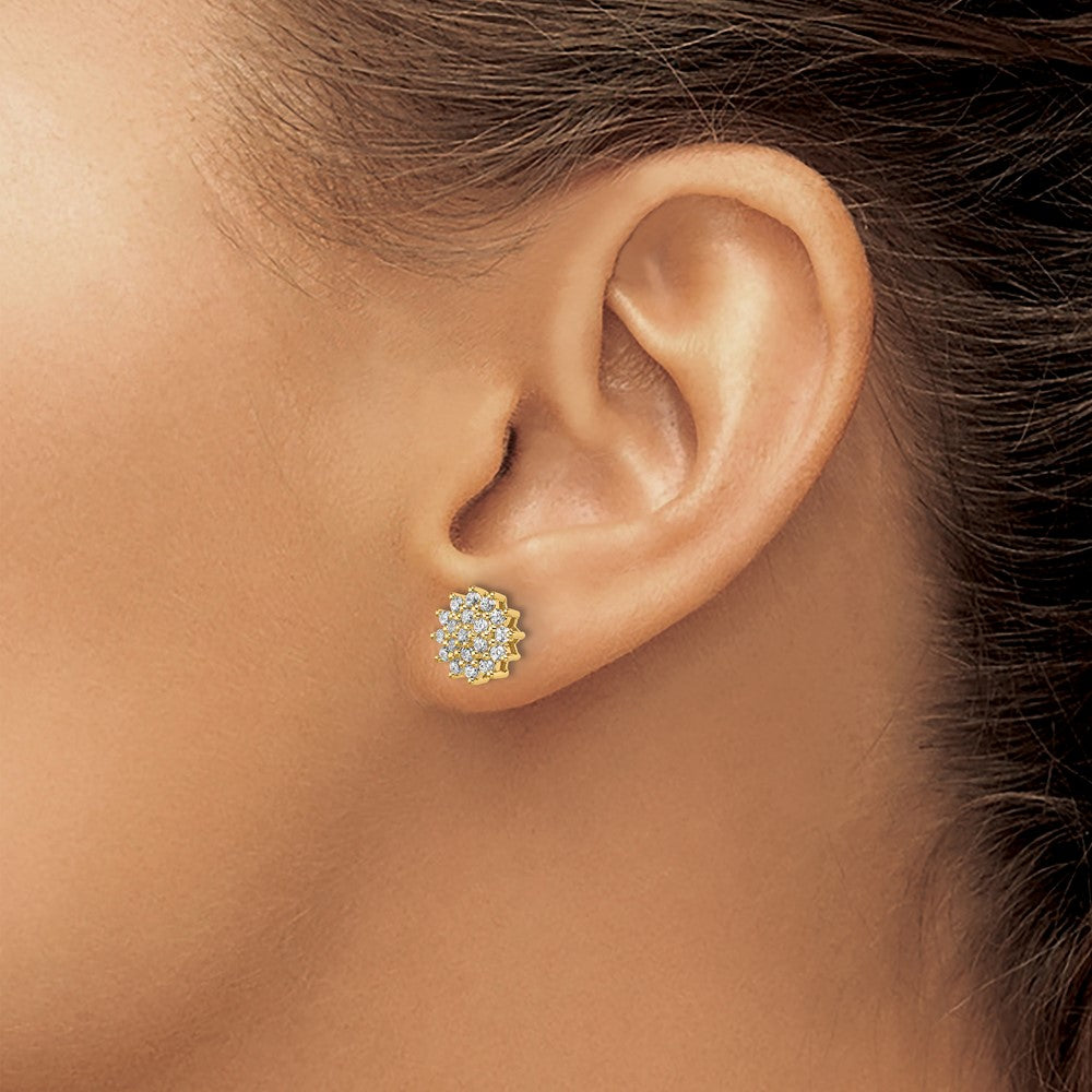 14k 1/2 ct Lab Grown Diamond VS/SI+ G+ Complete Cluster Post Earrings