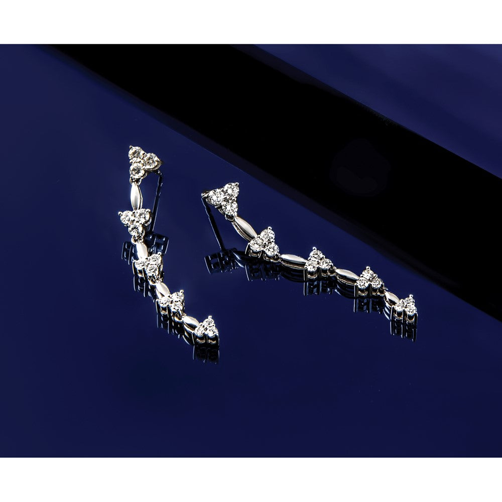 14kw 1ct Lab Grown Dia VS/SI+ G+ Comp. Dangle Cluster Post Earrings