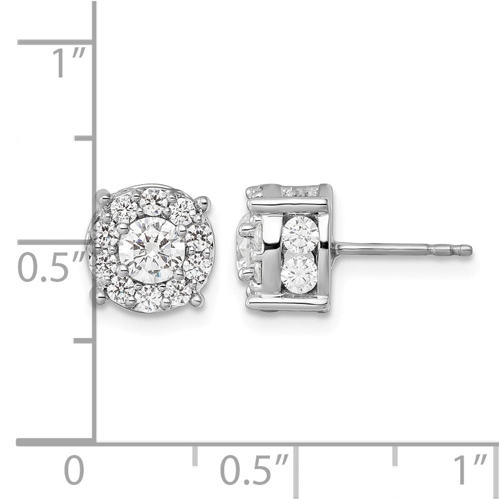 14kw 2ct Lab Grown Diamond VS/SI+ G+ Comp Round Halo Post Earrings