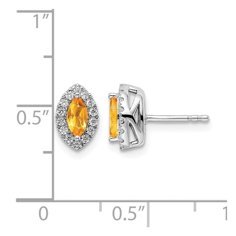 14kw 1/5 ct Lab Grown Dia VS/SI+ G+ & Citrine Nov Birthstone Post Earrings