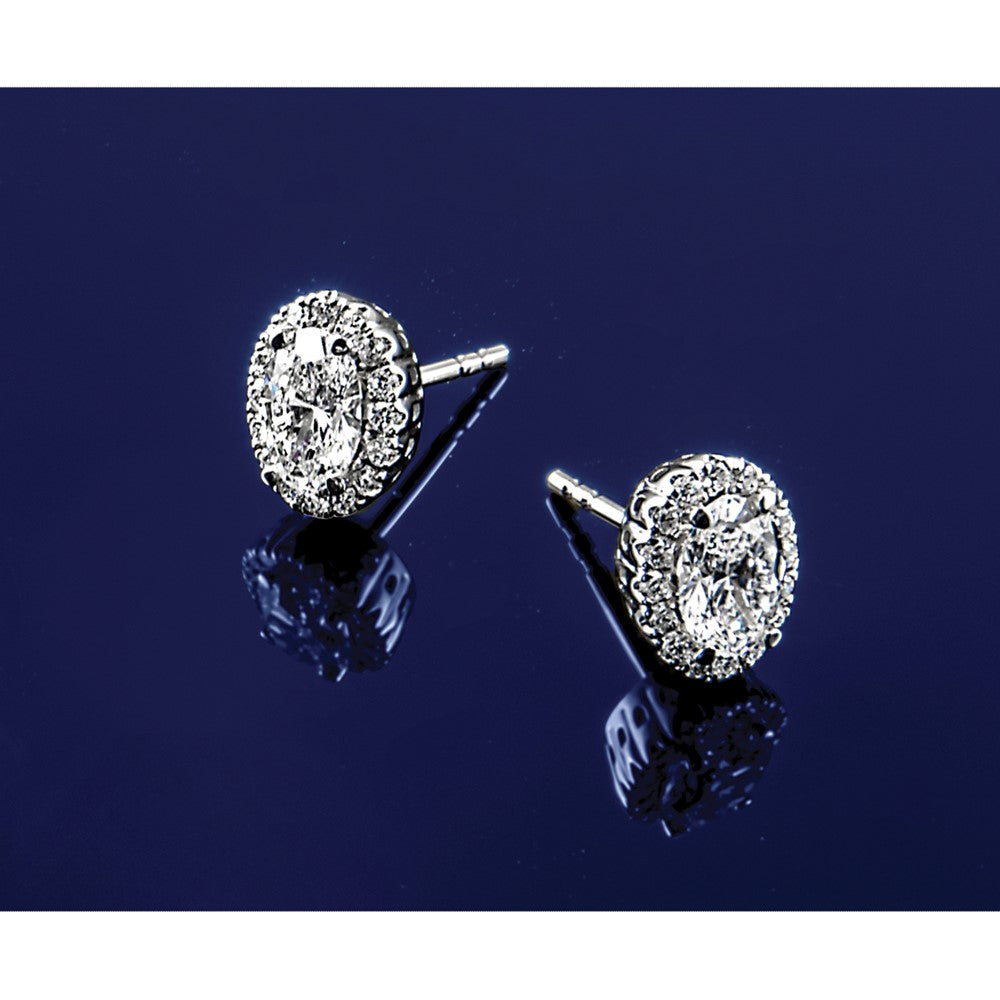 14k White Gold 1 1/5 ct Lab Grown Diamond VS/SI+ G+ Halo Stud Earrings
