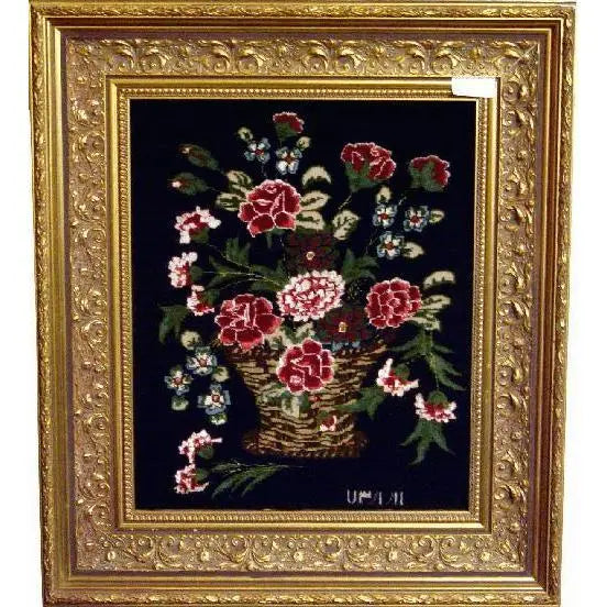 Framed Persian Rug Hand-Knotted Patterned Made With Wool And Cotton 50" X 70"' Abcp-90