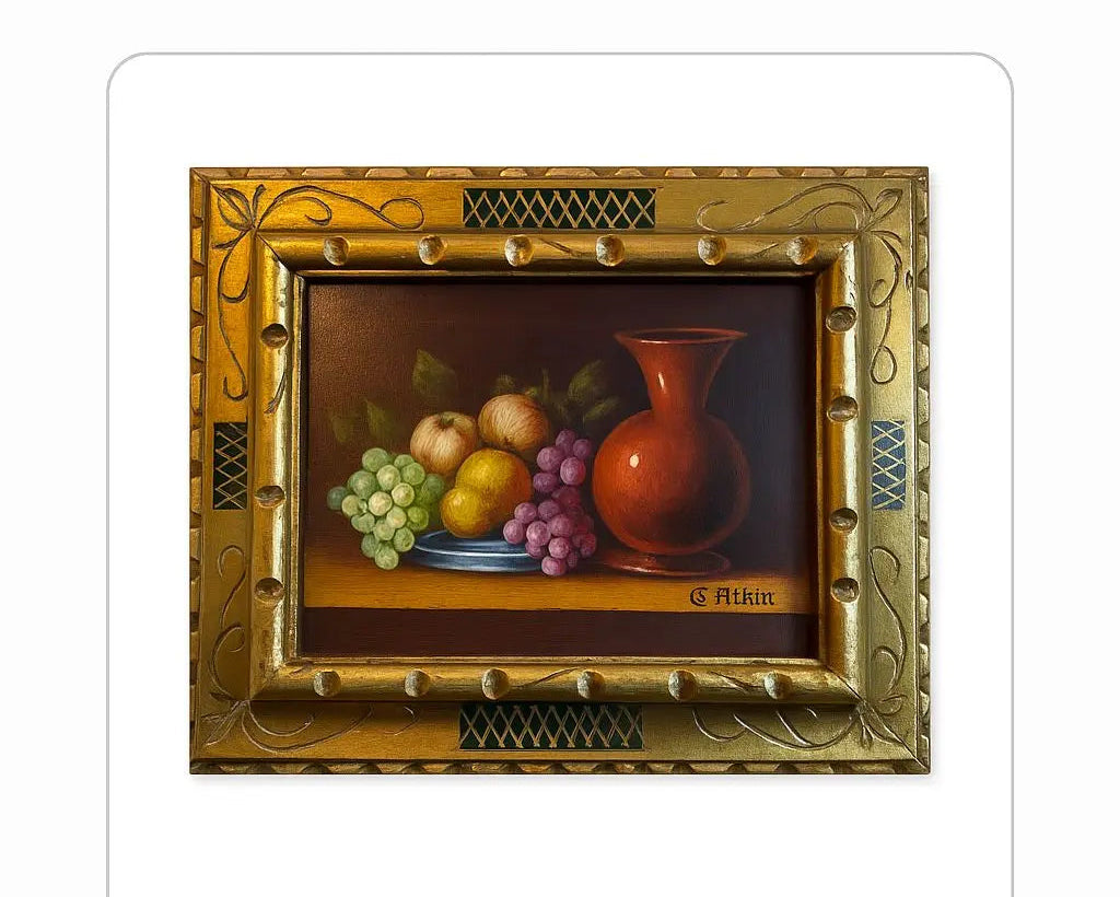 Painting of a floral bouquet in an ornate black frame Approx. 34" x 40"