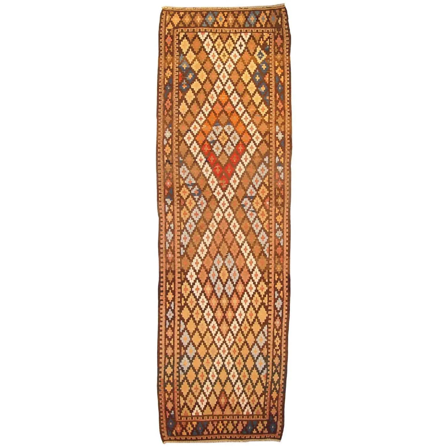 One Of The Kind Gazvin Persian Kilim 13'10" X 4'2"