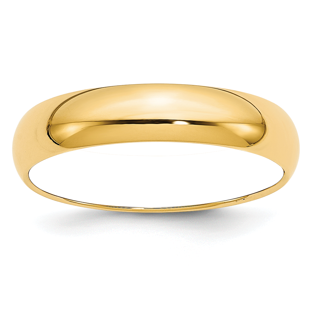 14KY 5mm Half-Round Wedding Band Size 10