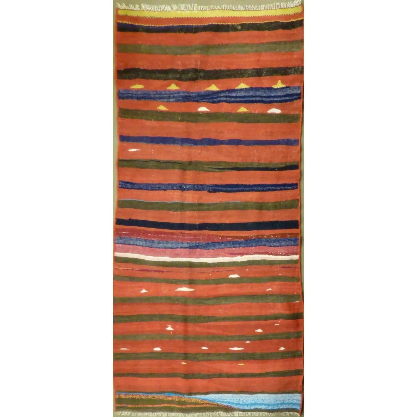 One Of The Kind Authentic Hand-Knotted Sanandaj Vintage Kilim 8'0" X 4'4"