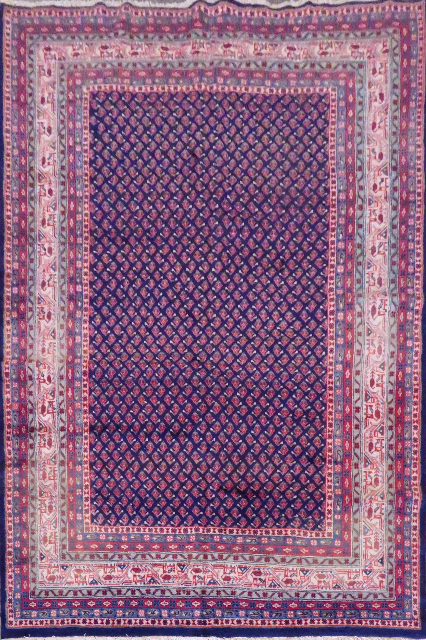 One Of The Kind Hand-Knotted Persian Wool Rug _ Luxurious Vintage Design, 10'7" x 7', Artisan Crafted